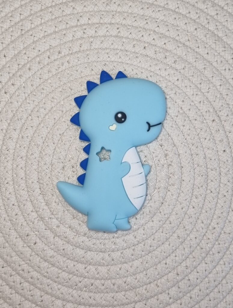 Anneau de dentition en silicone Dino Bleu