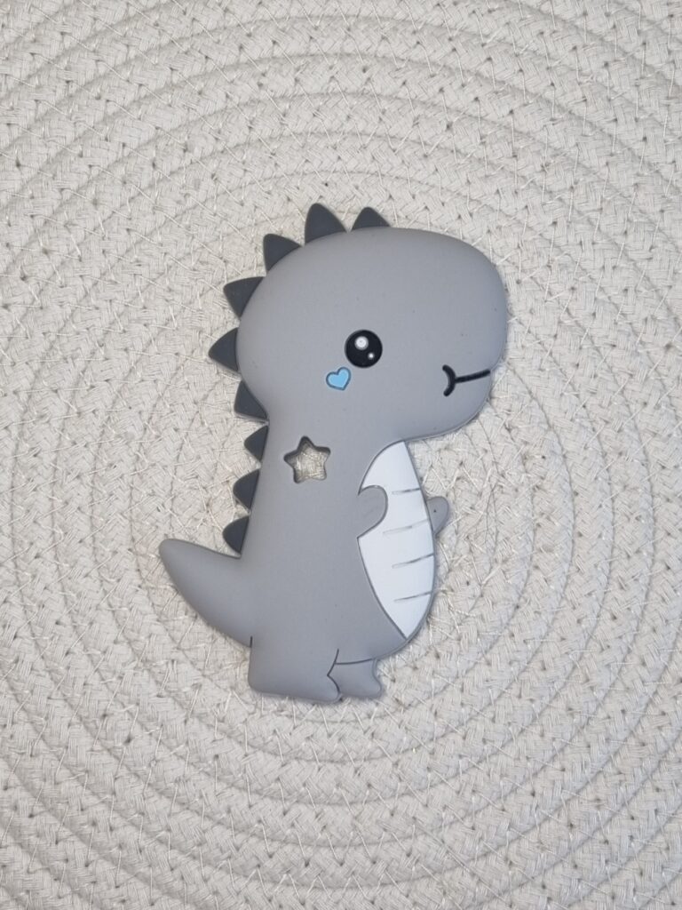 Anneau de dentition en silicone Dino gris