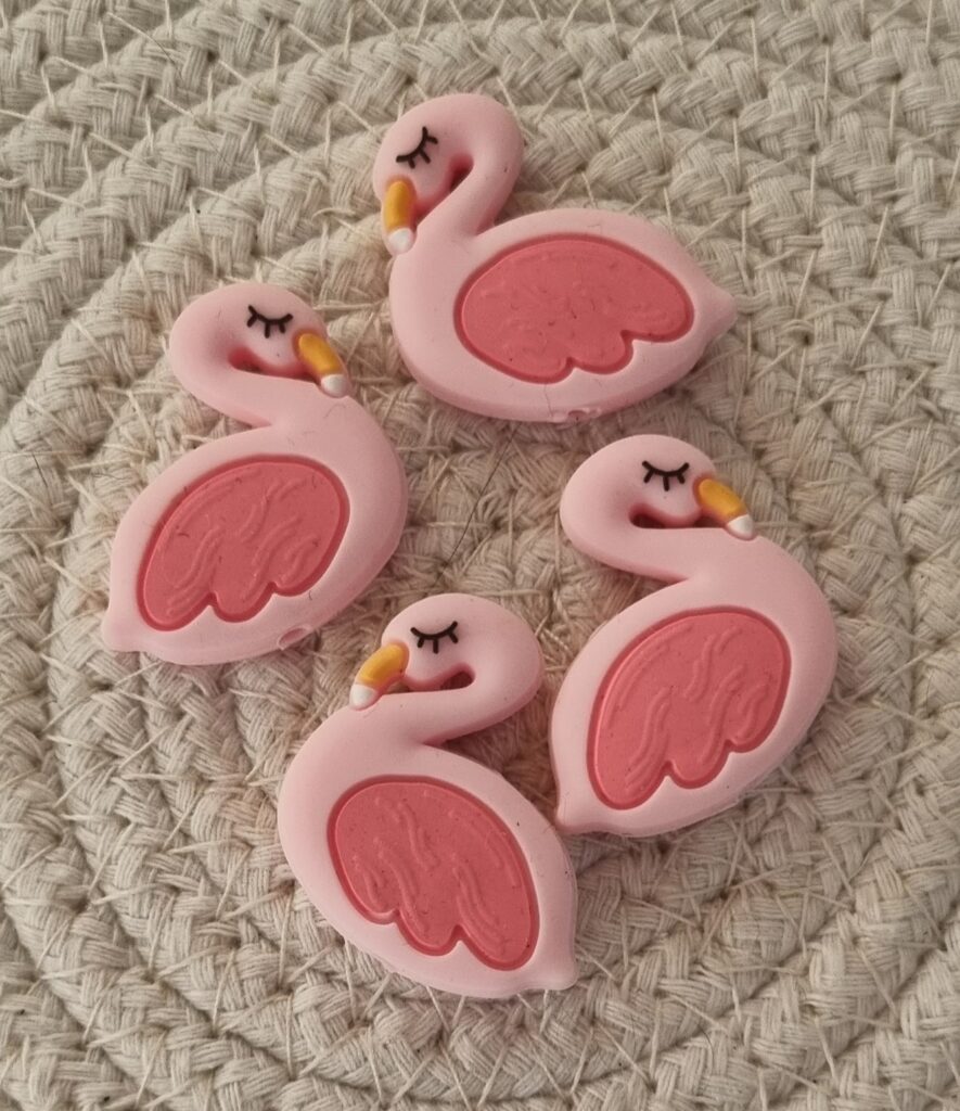 Perle en silicone Flamant rose